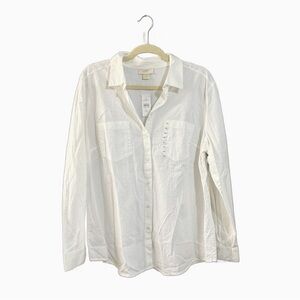 LOFT Women's White Button-Up Blouse